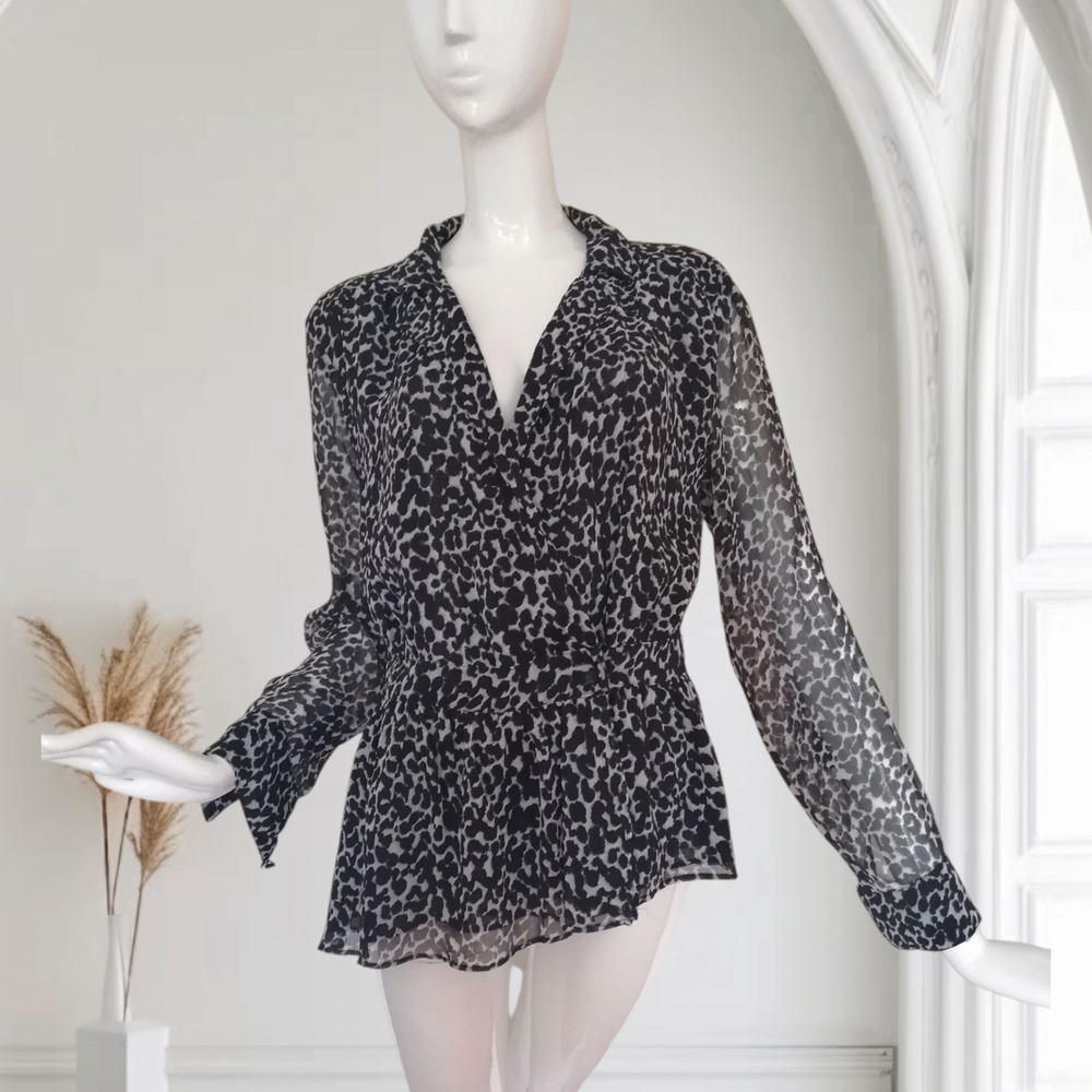 BCBGeneration Black and White Wrap Fitted Blouse